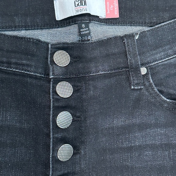 Cabi Womens 4149 Jeans Button Fly Straight Leg Black Stretch Denim Size 8 - Picture 5 of 8